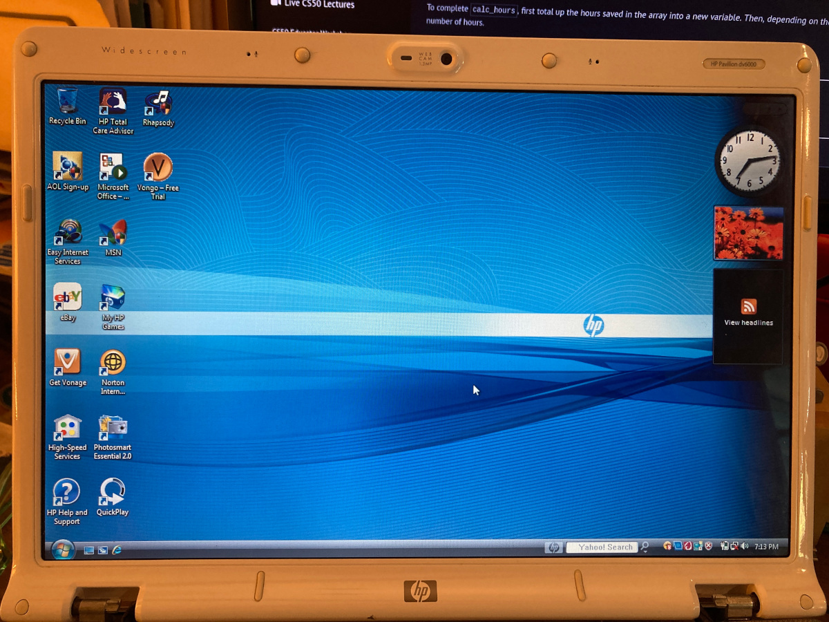 Windows Vista on laptop screen